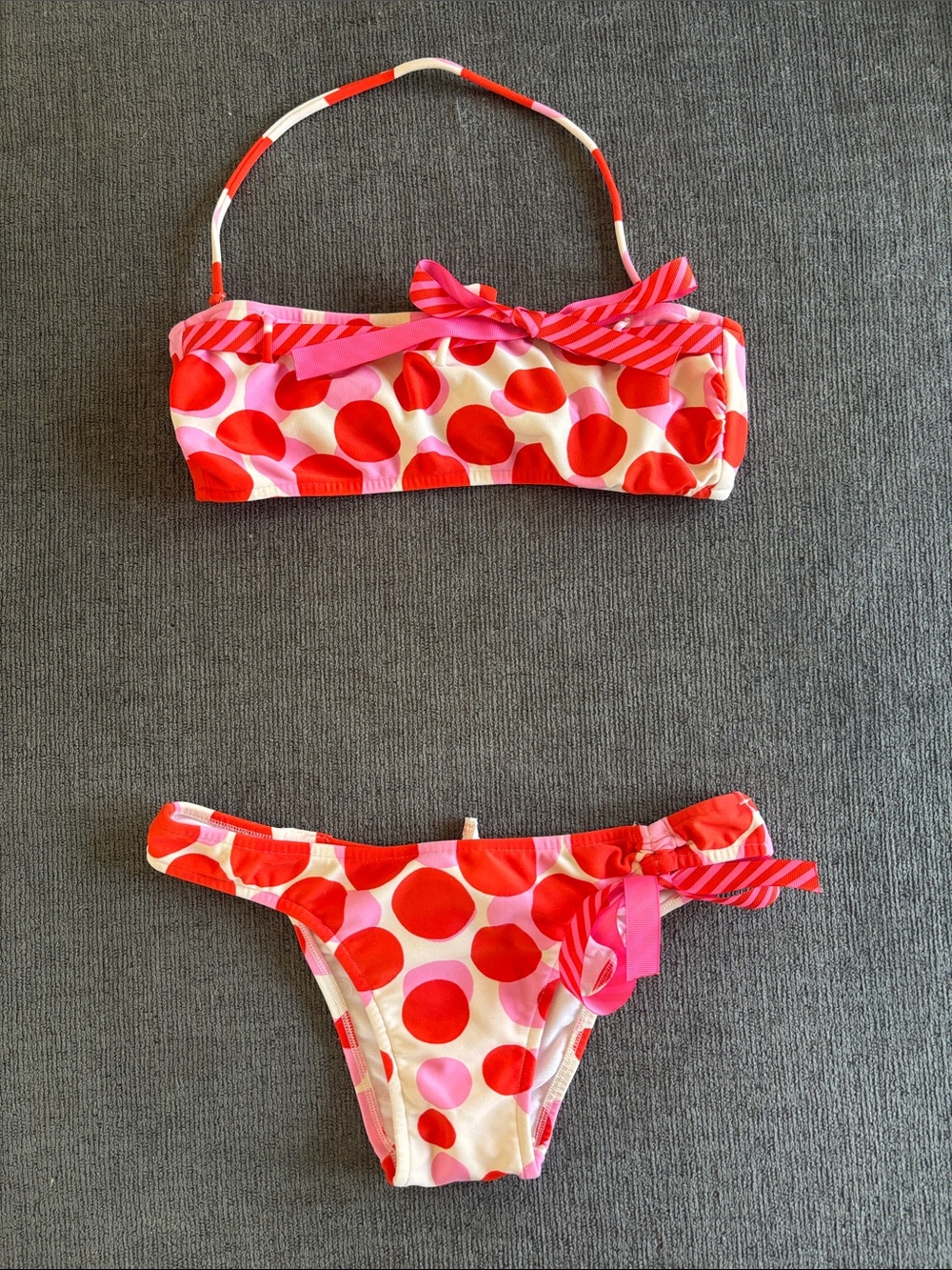 NWT RARE Salinas pink and red polka dot set with adjustable ribbon. Size small.